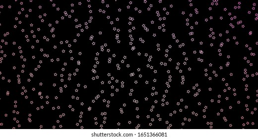 Dark Pink vector template with neon stars. Decorative illustration with stars on abstract template. Best design for your ad, poster, banner.