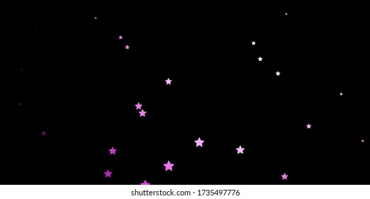 Dark Pink vector template with neon stars. Blur decorative design in simple style with stars. Pattern for websites, landing pages.