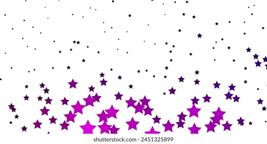 Dark Pink vector template with neon stars. Decorative illustration with stars on abstract template. Pattern for wrapping gifts.
