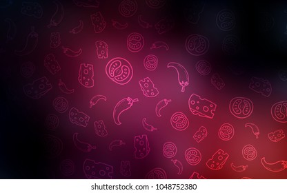 Dark Pink vector template with organic meal. Glitter abstract sketch with gourmet food. Pattern for ads of breakfast, lunch, dinner.