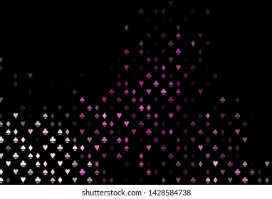 Dark Pink vector template with poker symbols. Colored illustration with hearts, spades, clubs, diamonds. Smart design for your business advert of casinos.
