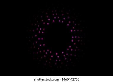 Dark Pink vector template with poker symbols. Colored illustration with hearts, spades, clubs, diamonds. Pattern for booklets, leaflets of gambling houses.
