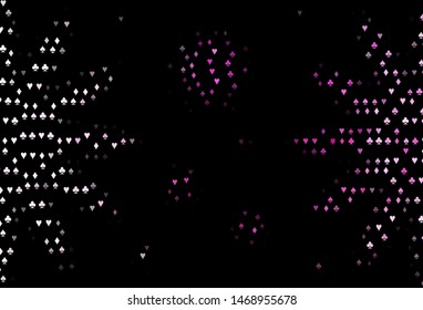 Dark Pink vector template with poker symbols. Shining illustration with hearts, spades, clubs, diamonds. Pattern for leaflets of poker games, events.