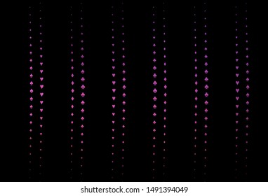 Dark Pink vector template with poker symbols. Colorful gradient with signs of hearts, spades, clubs, diamonds. Pattern for booklets, leaflets of gambling houses.
