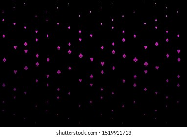 Dark Pink vector template with poker symbols. Colored illustration with hearts, spades, clubs, diamonds. Smart design for your business advert of casinos.