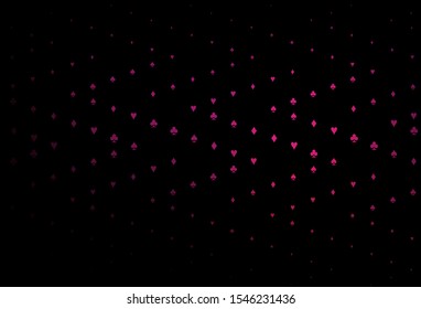 Dark Pink vector template with poker symbols. Colored illustration with hearts, spades, clubs, diamonds. Smart design for your business advert of casinos.