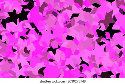 Dunkelrosa Vektorvorlage mit Sternen. Dekorative, leuchtende Illustration mit Sternen auf abstrakter Vorlage. Das beste Design für Ihre Anzeige, Ihr Poster, Ihr Banner.