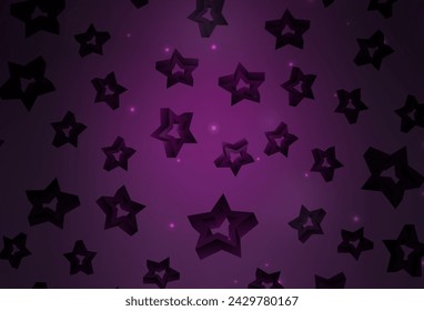 Dark Pink vector template with sky stars. Modern geometrical abstract illustration with stars. Smart design for your business advert.