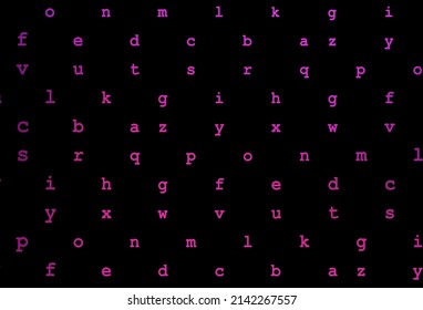 Dark pink vector texture with ABC characters. Blurred design in simple style with signs of alphabet. The pattern can be used for school, grammar websites.
