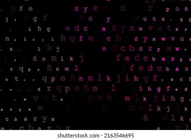 Dark pink vector texture with ABC characters. Modern geometrical illustration with ABC english symbols. The pattern can be used for ad, booklets, leaflets of education.
