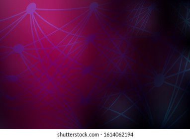 Dark Pink vector texture with artificial intelligence concept. Abstract illustration with links and dots of AI. Pattern for  poster, banner of technology.