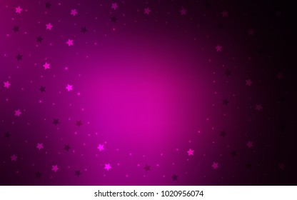 Dark Pink vector texture with beautiful stars. Decorative shining illustration with stars on abstract template. The pattern can be used for new year ad, booklets.