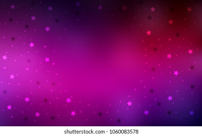 Dark Pink vector texture with beautiful stars. Glitter abstract illustration with colored stars. The template can be used as a background.