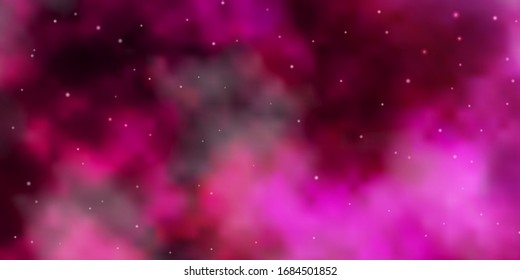 Dark Pink vector texture with beautiful stars. Blur decorative design in simple style with stars. Theme for cell phones.