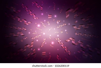 Dark Pink vector texture with birthday confetti. Glitter abstract illustration with colorful confetti, ribbons. The pattern can be used for new year ad, booklets.