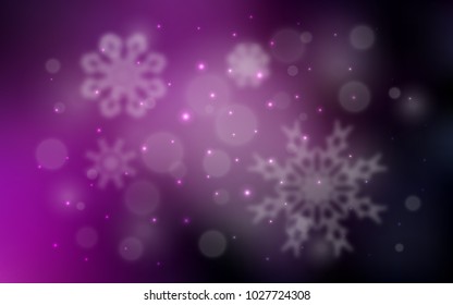 Dark Pink vector texture with colored snowflakes. Modern geometrical abstract illustration with crystals of ice. New year design for your business advert.