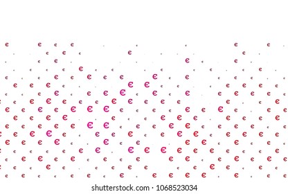 Dark Pink vector texture with colored Euro signs. Shining colored illustration with Euro signs, EUR. Template can be used as a background for ads of markets, loans.