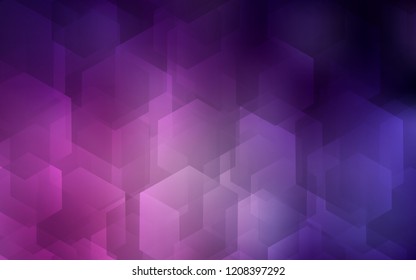 Dark Pink vector texture with colorful hexagons. Illustration with set of colorful hexagons. Pattern for texture of wallpapers.