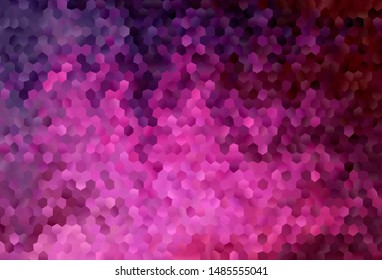 Dark Pink vector texture with colorful hexagons. Colorful hexagons on blur backdrop. Pattern for ads, leaflets.