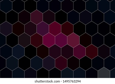 Dark Pink vector texture with colorful hexagons. Illustration of colored hexagons on blur surface. New template for your brand book.