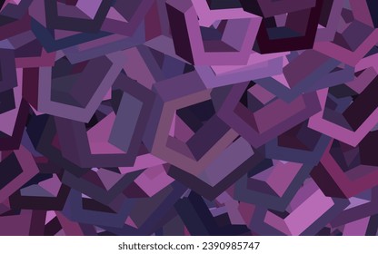 Textura vectorial rosa oscuro con hexágonos coloridos. Ilustración abstracta brillante en estilo hexagonal. Patrón para las páginas de aterrizaje.
