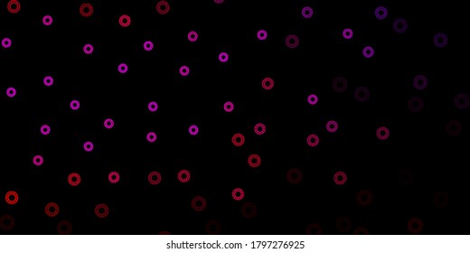 Dark pink vector texture with disease symbols. Smart illustration with covid signs in decorative style. Simple design against epidemic information.