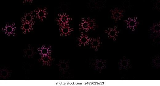 Dark pink vector texture with disease symbols. Abstract illustration with biological gradient shapes. Design for biohazard warning.