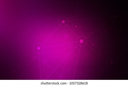Dark Pink vector texture with disks, lines. Modern abstract colorful illustration with spheres and lines. Pattern can be used for futuristic ad, booklets.