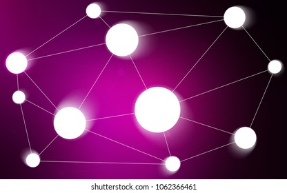 Dark Pink vector texture with disks, lines. Design with connection of dots and lines on colorful background. New design for ad, poster, banner of your website.