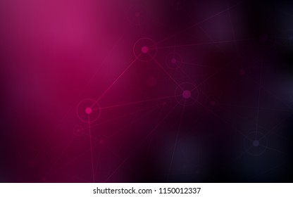 Dark Pink vector texture with disks, lines. Colorful illustration with circles and lines in futuristic style. Completely new template for your brand book.