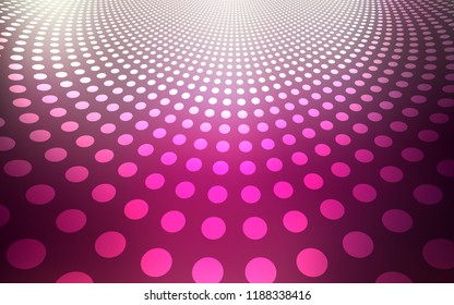 Dark Pink vector texture with disks. Illustration with set of shining colorful abstract circles. Completely new template for your brand book.