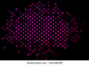 Dark Pink vector texture with disks. Illustration with set of shining colorful abstract circles. Design for posters, banners.