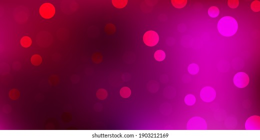 Dark Pink Vector Texture With Disks. Glitter Abstract Illustration With Colorful Drops. Pattern For Booklets, Leaflets.