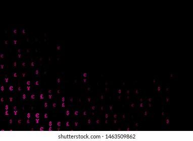 Dark Pink vector texture with financial symbols. Modern abstract illustration with symbols of money. The pattern can be used for ad, booklets, leaflets of banks.