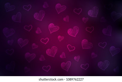 Dark Pink vector texture with lovely hearts. Illustration with hearts in love concept for valentine's day. Template for Valentine's greeting postcards.