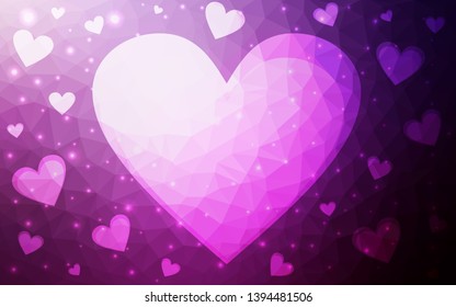 Dark Pink vector  texture with lovely hearts. Hearts on blurred abstract background with colorful gradient. Pattern for valentine's ad, booklets.