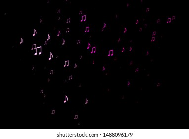 Dark Pink vector texture with musical notes. Abstract illustration with colorful symbols of melody. Pattern for festival leaflets.