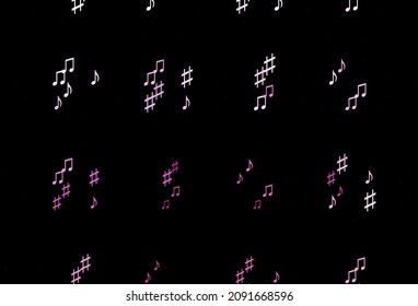 Textura vector rosa oscuro con notas musicales. Ilustración abstracta con coloridos símbolos de la melodía. Diseño moderno para tapices.