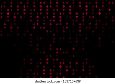 Dark Pink vector texture with playing cards. Colored illustration with hearts, spades, clubs, diamonds. Pattern for leaflets of poker games, events.