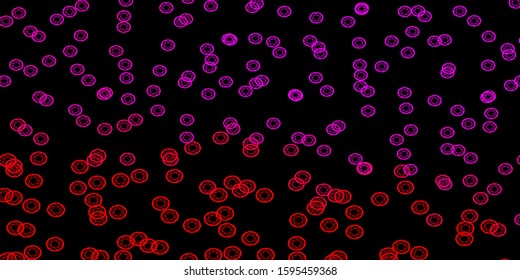 Dark Pink vector texture with religion symbols. Colorful vintage illustration with gradient alchemy shapes. Best design halloween events.