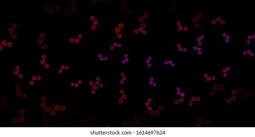 Dark Pink vector texture with religion symbols. Colorful vintage illustration with gradient alchemy shapes. Simple design for occult depiction.