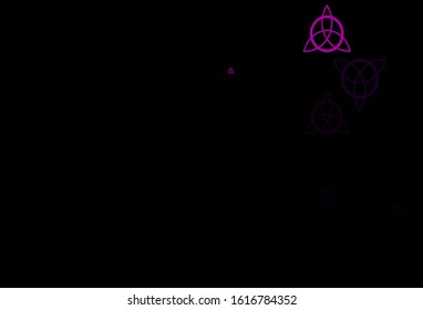 Dark Pink vector texture with religion symbols. Abstract illustration with gothic gradient shapes. Simple base for your occult design.