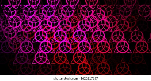 Dark Pink vector texture with religion symbols. Illustration with magical signs of spiritual power. Simple base for your occult design.