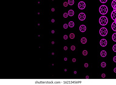 Dark Pink vector texture with religion symbols. Retro design in abstract style with witchcraft forms. Simple base for your occult design.