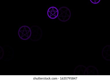 Dark Pink vector texture with religion symbols. Abstract illustration with gothic gradient shapes. Simple design for occult depiction.
