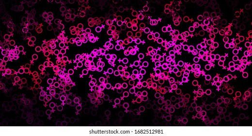 Dark Pink vector texture with religion symbols. Colorful vintage illustration with gradient alchemy shapes. Simple design for occult depiction.