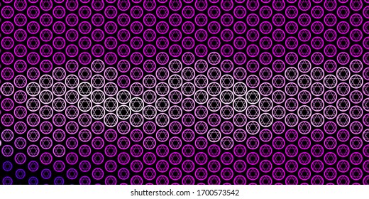 Dark Pink vector texture with religion symbols. Retro design in abstract style with witchcraft forms. Design for magic, spiritual events.