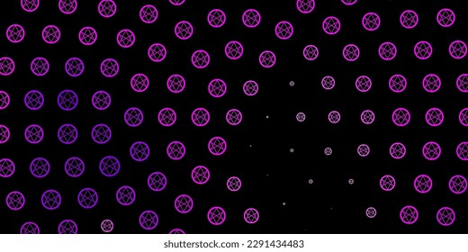 Dark Pink vector texture with religion symbols. Illustration with magical signs of spiritual power. Background for esoteric, mystic designs.