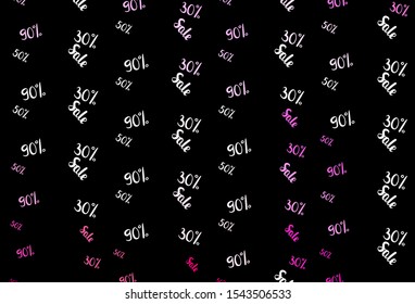 Dark Pink vector texture with selling prices 30, 50, 90 %. Colorful set of  percentage signs in simple style. Backdrop for super sales on Black Friday.