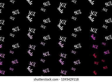 Dark Pink vector texture with selling prices 30, 50, 90 %. Abstract illustration with colorful gradient symbols of sales. Design for business ads, commercials.